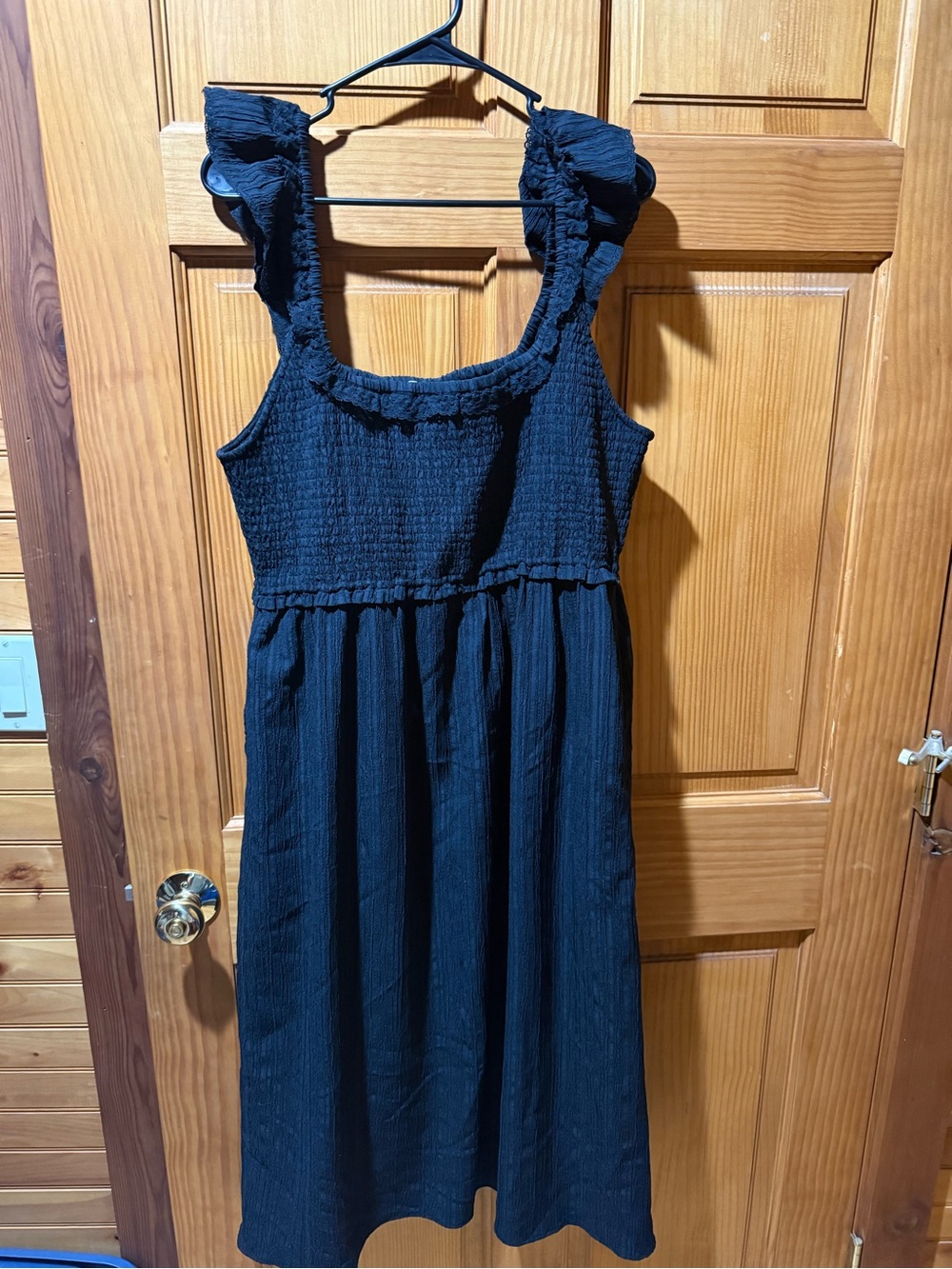 American Eagle Outfitters Black Ruffle Strap Casual Dress